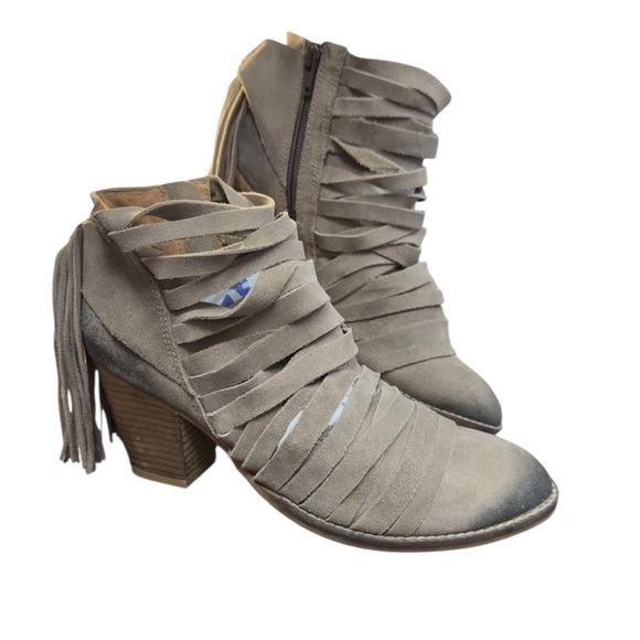 Jeffery Campbell Leather Strappy Boho Western Festival Fringed Boots - Picture 6 of 16